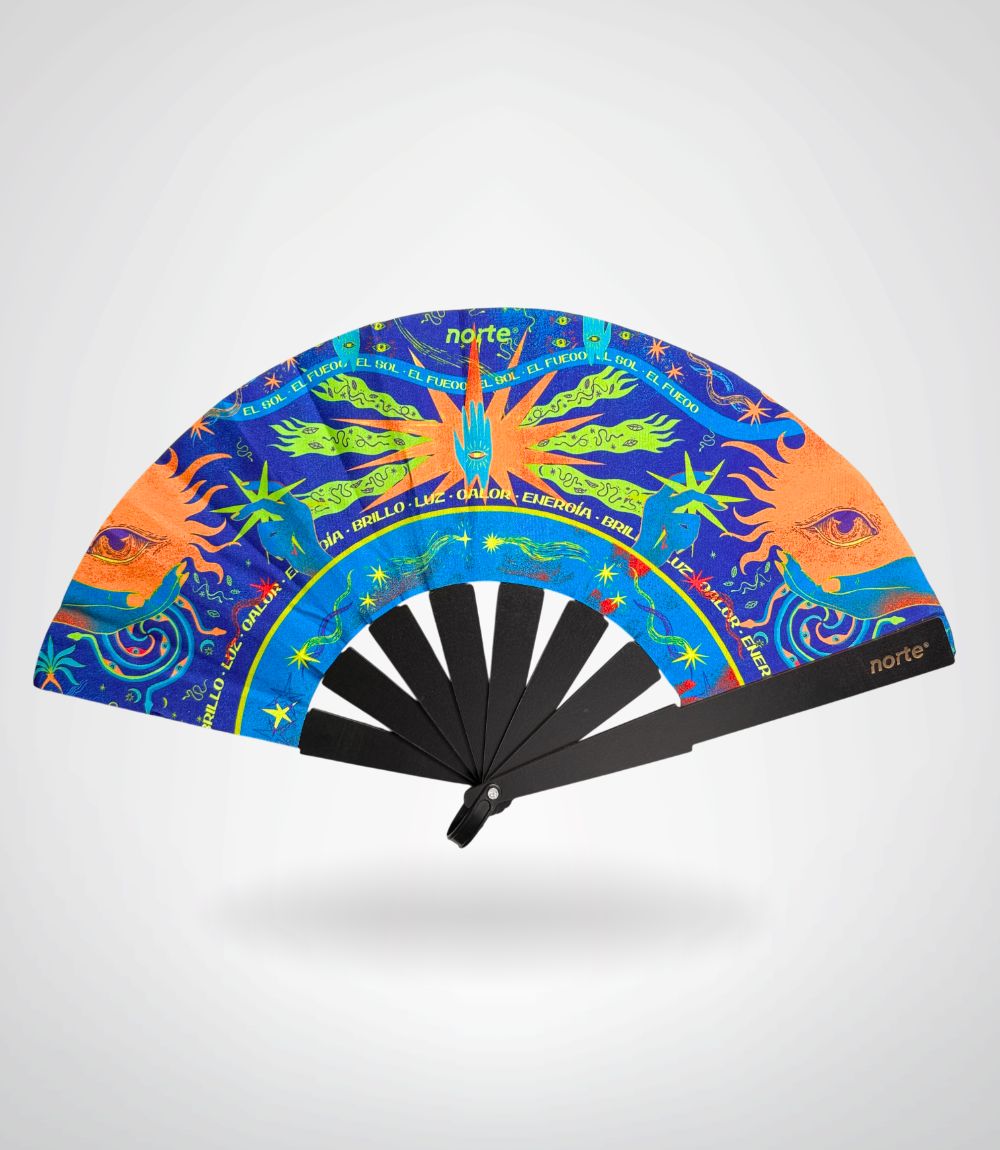 Abanico Mexican Sunset Neon Blue Standard