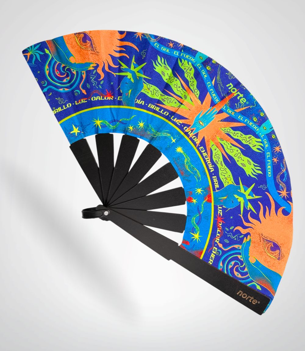 Abanico Mexican Sunset Neon Blue Standard